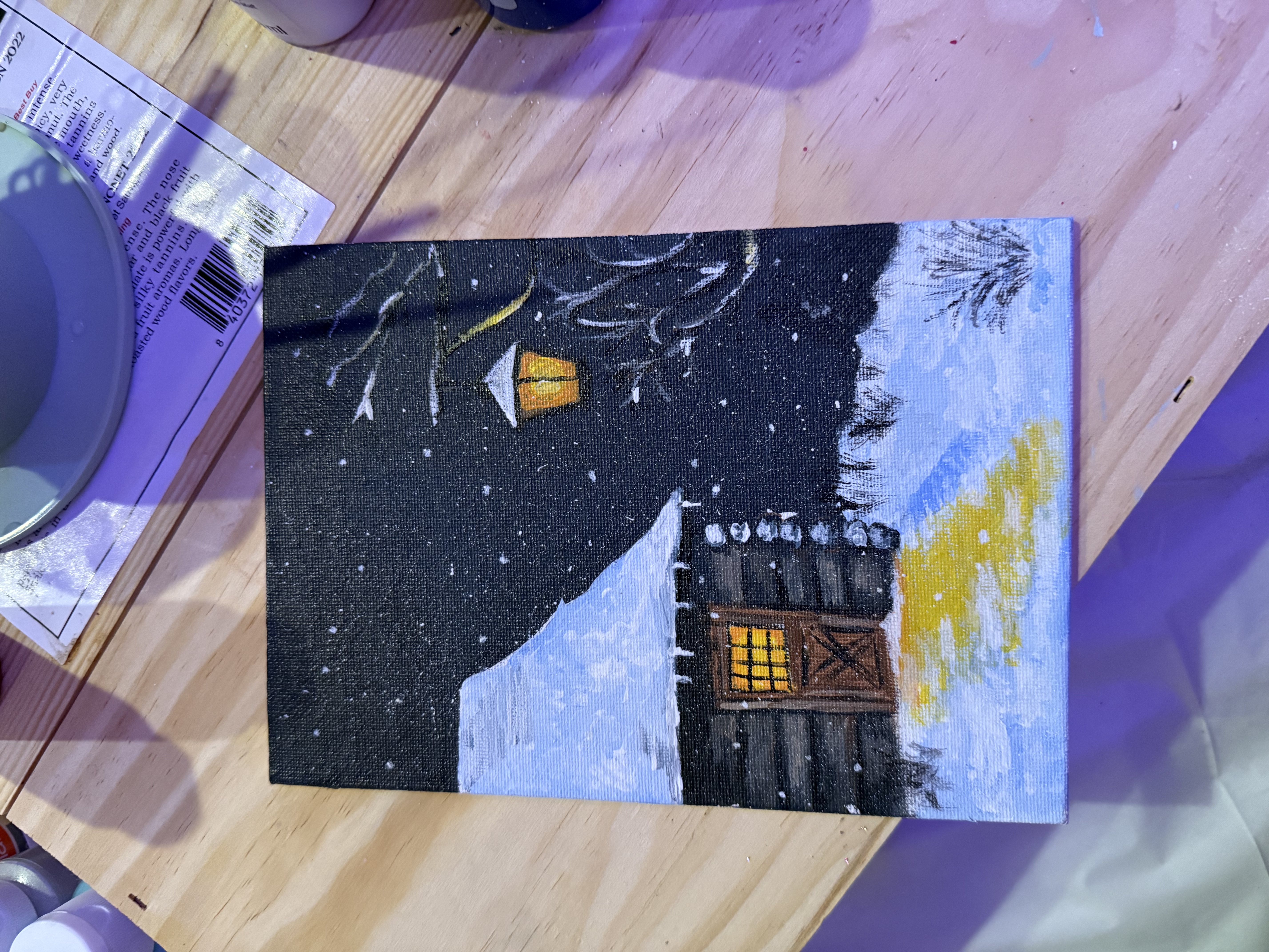 Winter Cabin painting