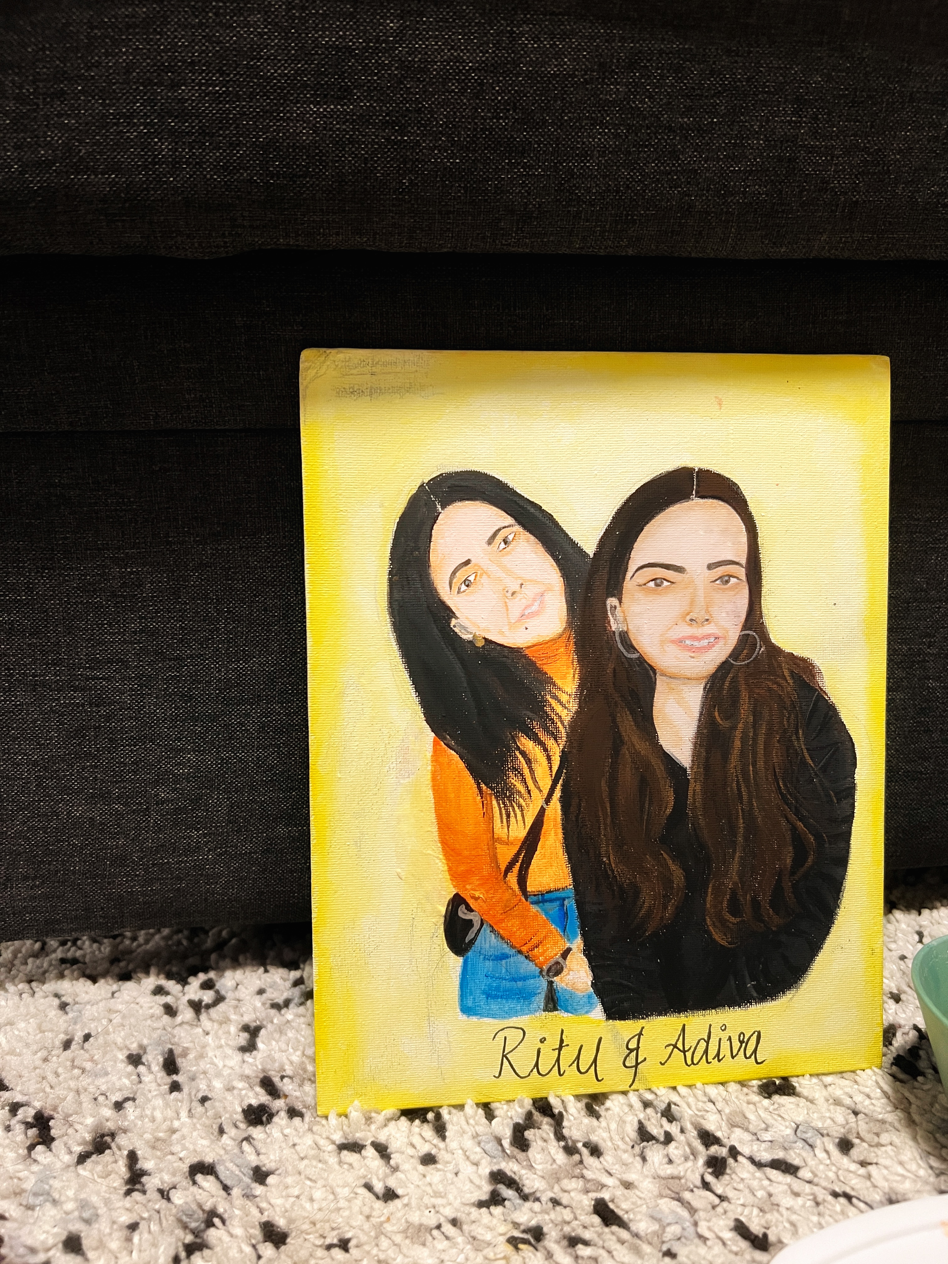 Ritu and Adiva painting